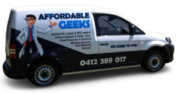 Affordable Geeks white mobile repair van in gold coast